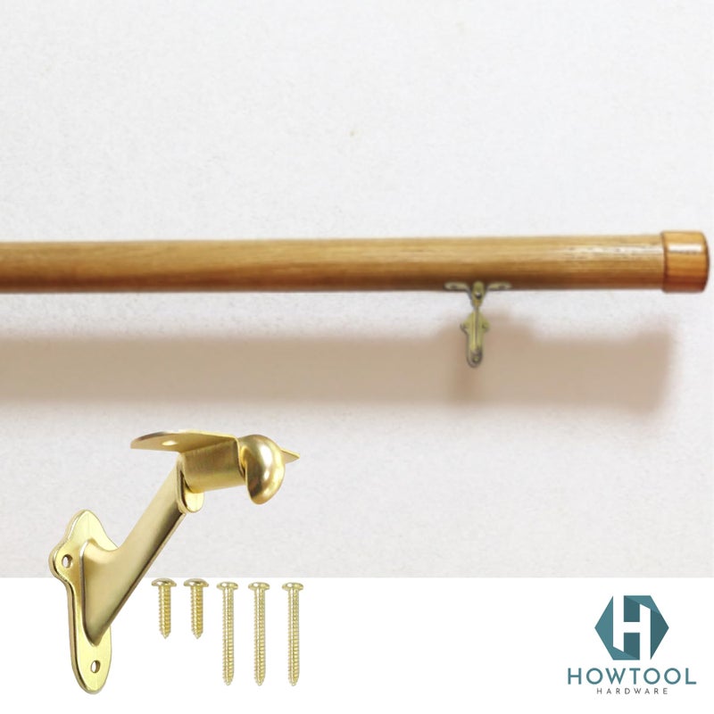 HOWTOOL Stair Handrail Brackets Wooden Railing Support Champagne Brass, 3 Pack | HOWTOOL - Image 5